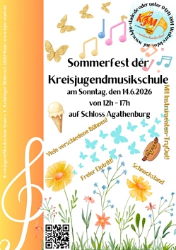 Plakat Einladung Sommerfest KJM 2026&nbsp;&copy;&nbsp;Kreisjugendmusikschule Stade e.V.